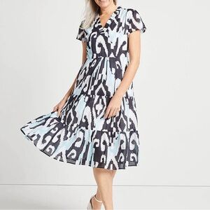 Jude Connally Eliza Dress Grand Ikat Sky Large Women’s Midi Dress Cotton